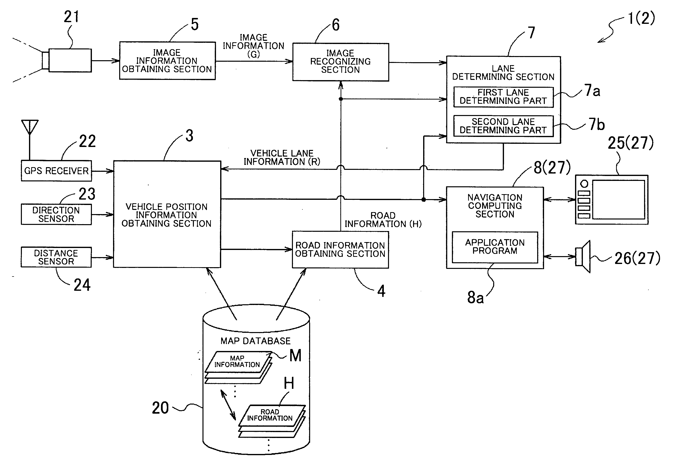 Lane determining device, method, and program