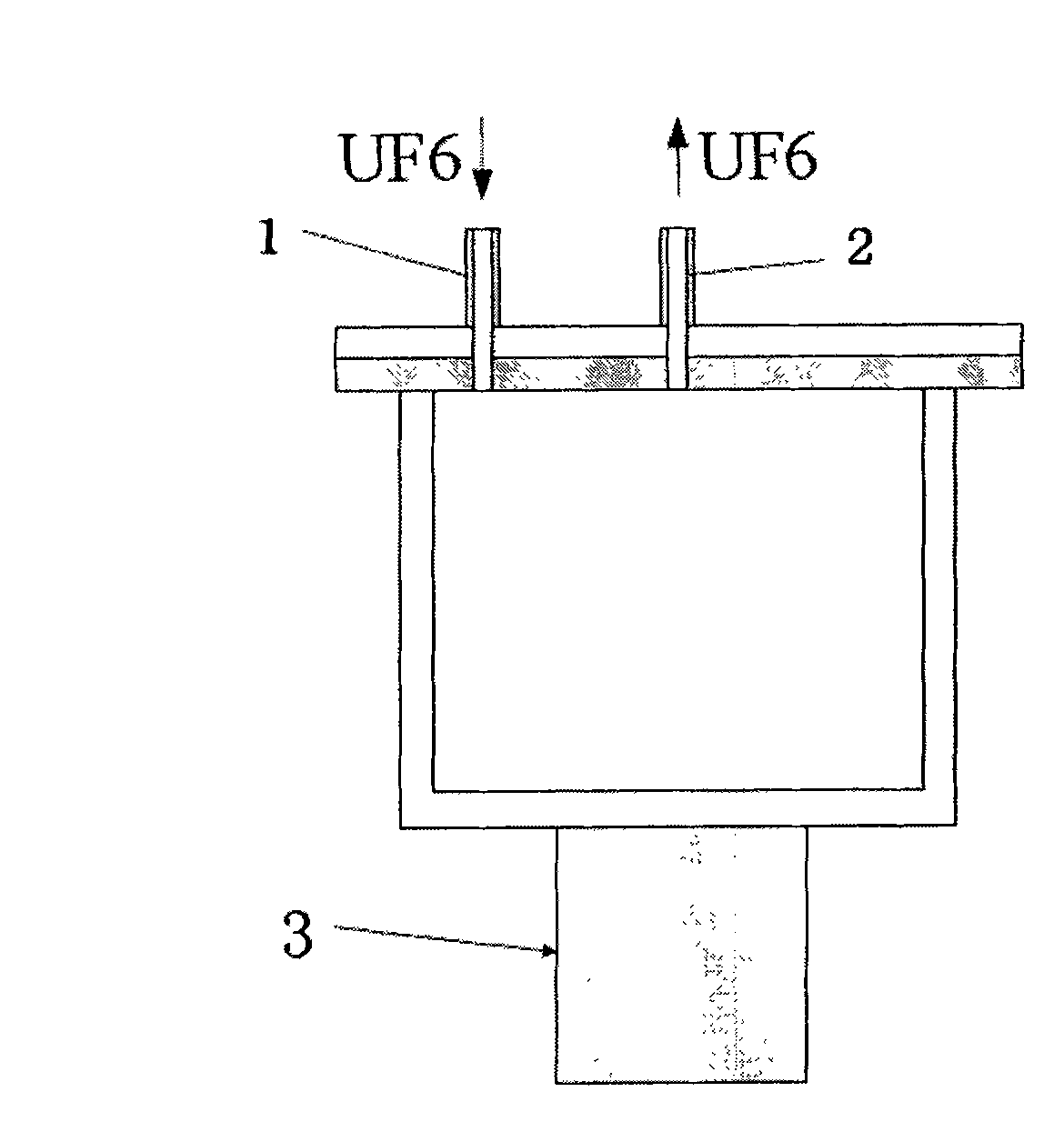 Measuring container of online detecting device for UF6 (uranium hexafluoride) gas uranium abundance