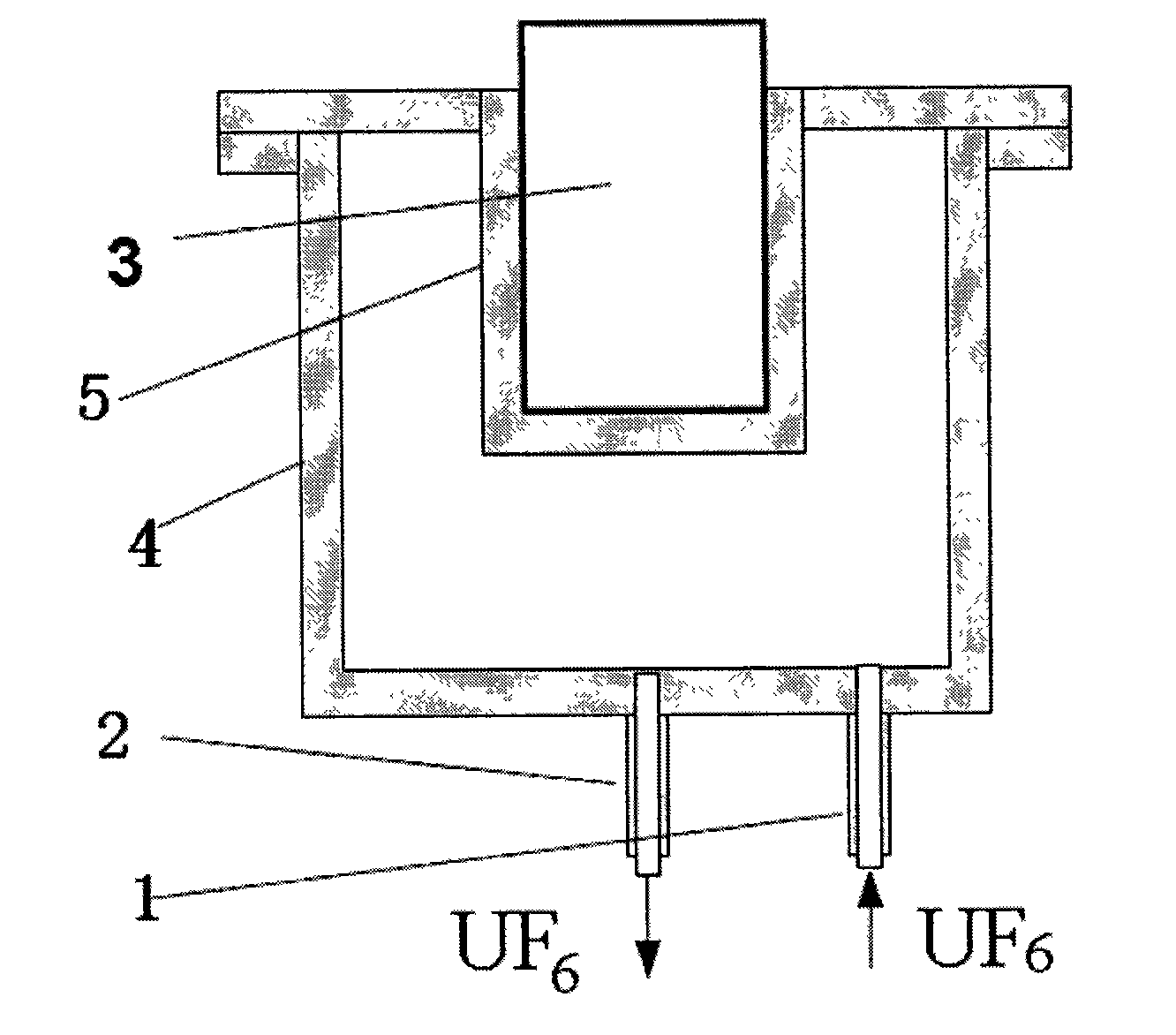 Measuring container of online detecting device for UF6 (uranium hexafluoride) gas uranium abundance