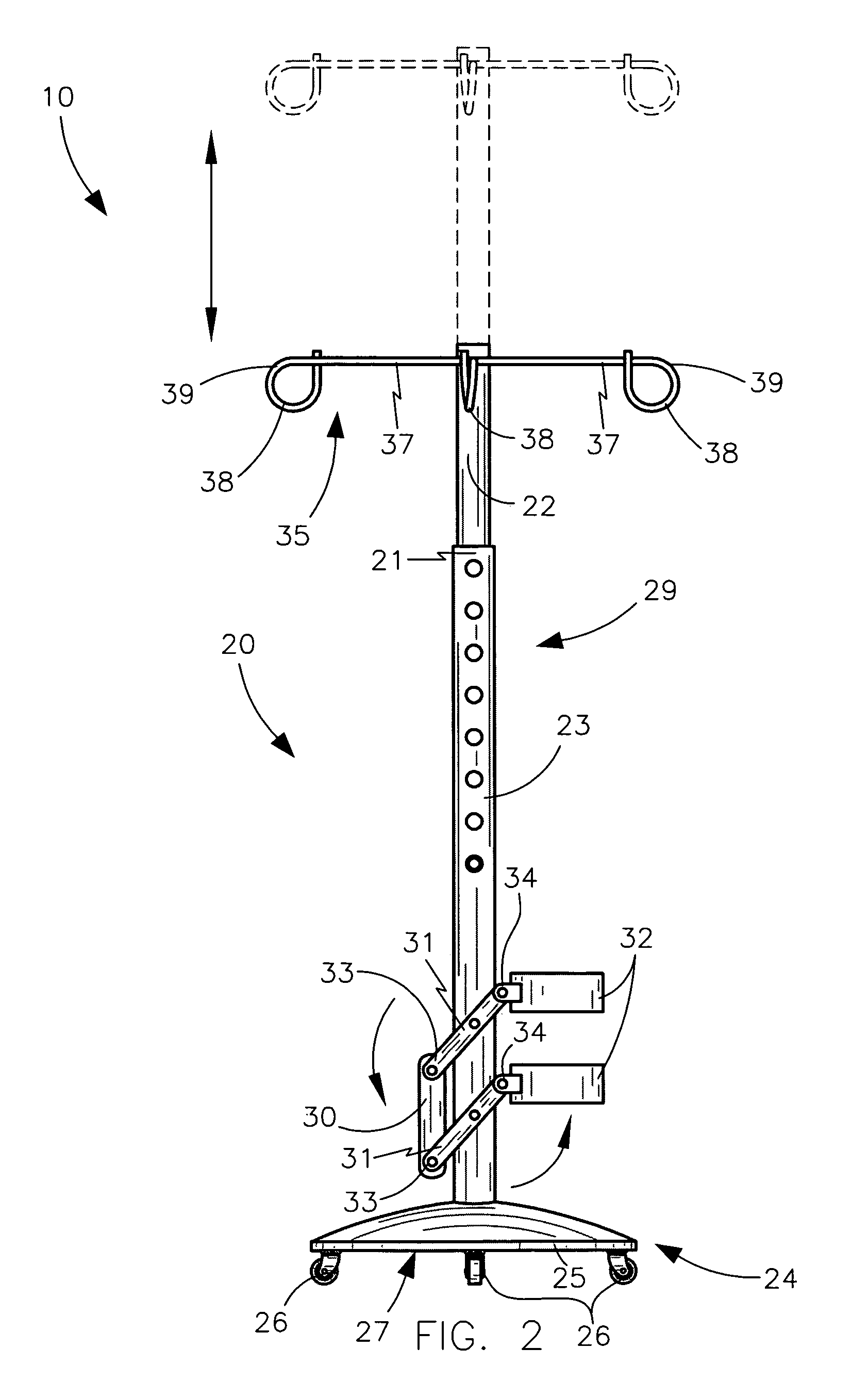 Combined IV bag and oxygen supporting pole and associated method