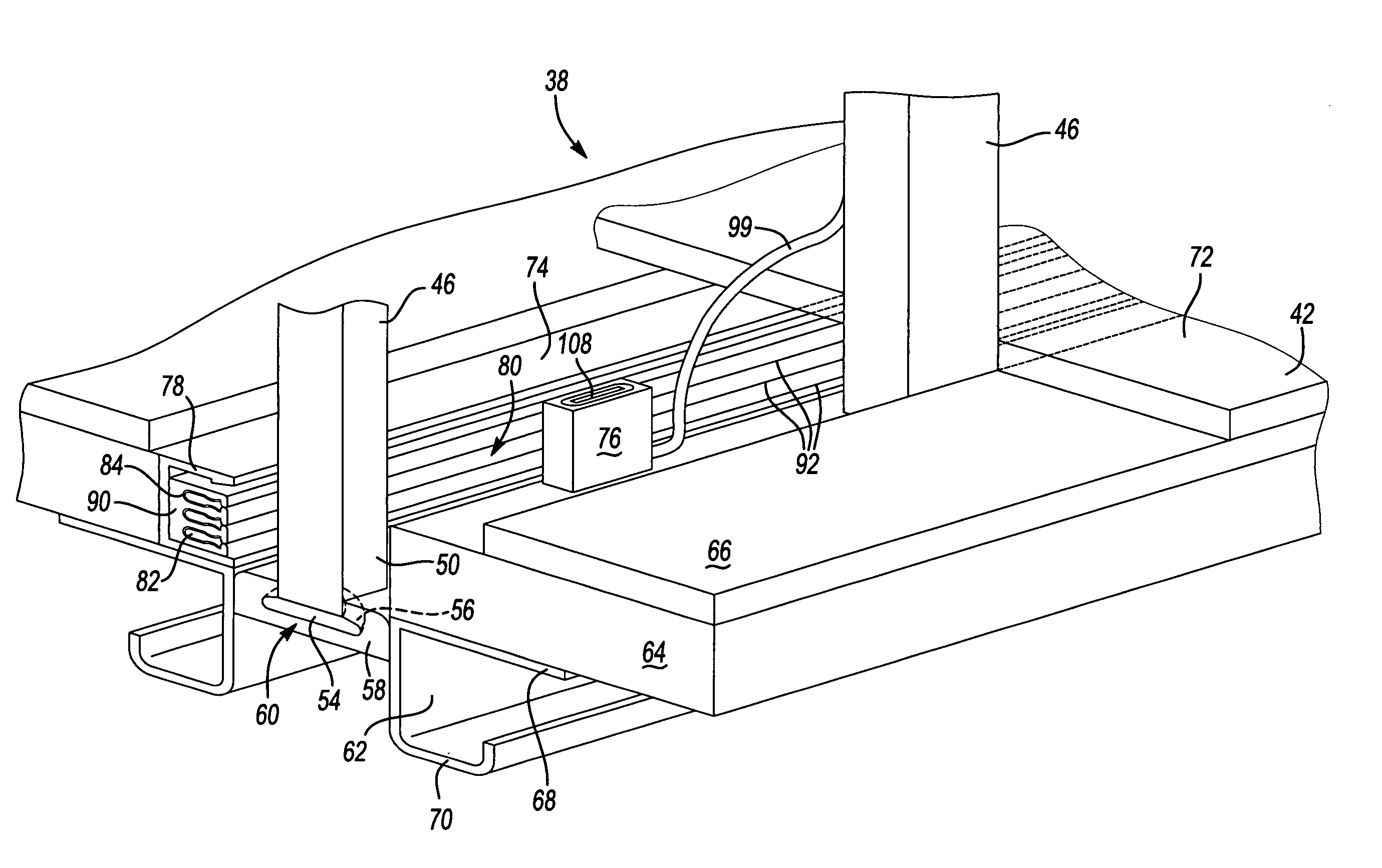 Continuous power bus for seat power