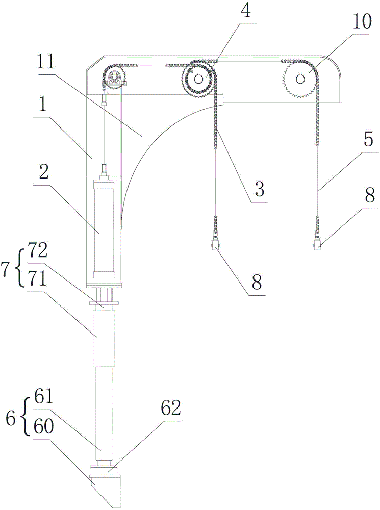 Furnace cover lifting device for tempering furnace