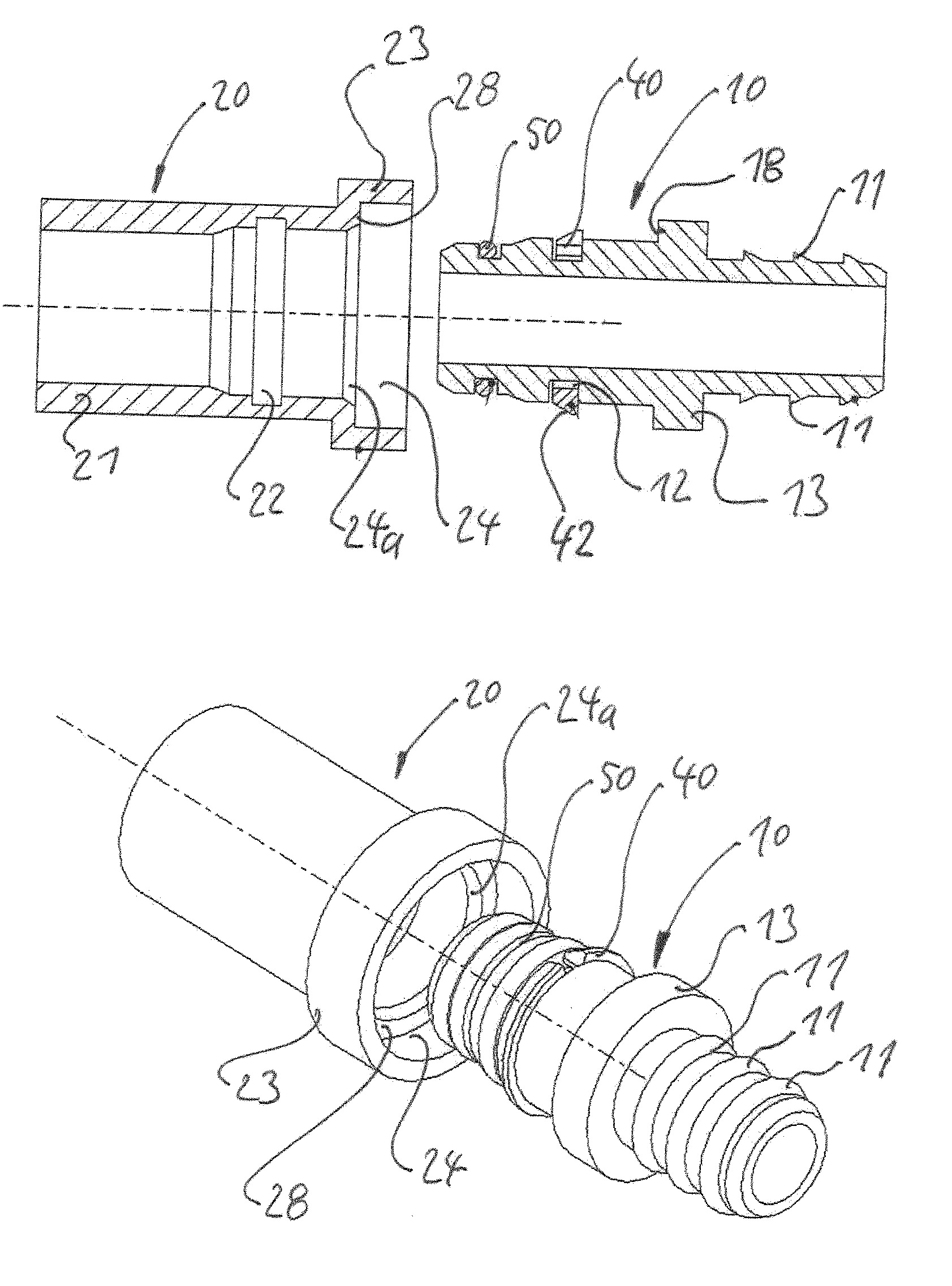 Crankcase ventilation for an internal combustion engine, tank ventilation conduit and connection system therefor