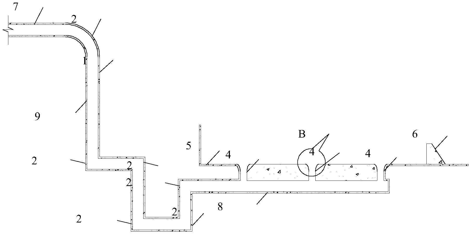 Underflow energy dissipater with pressurized pipeline used for outflow