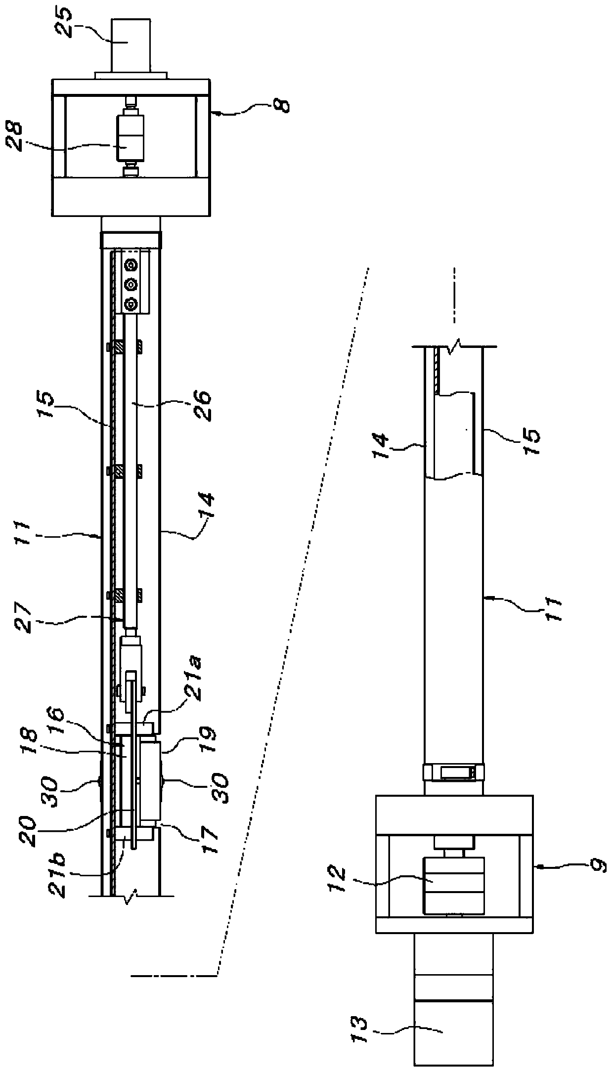 Film peeling and winding device