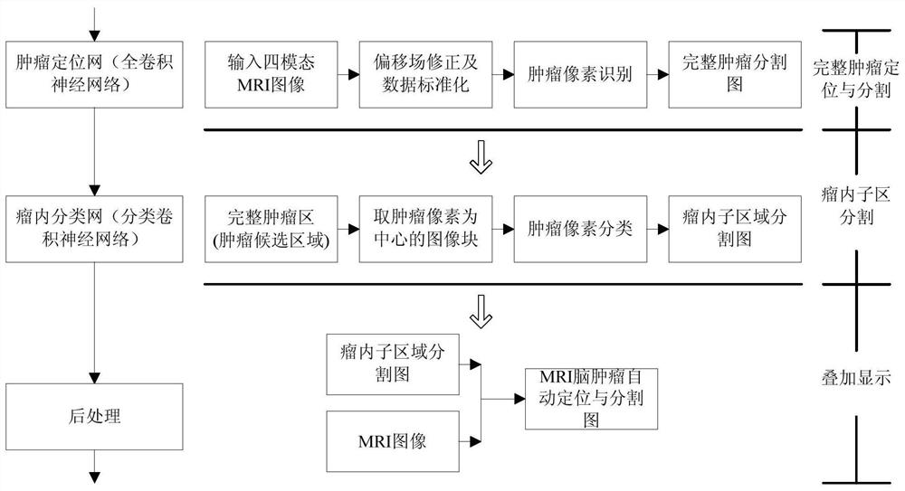 MRI brain tumor localization and intratumoral segmentation method based on deep cascaded convolutional network