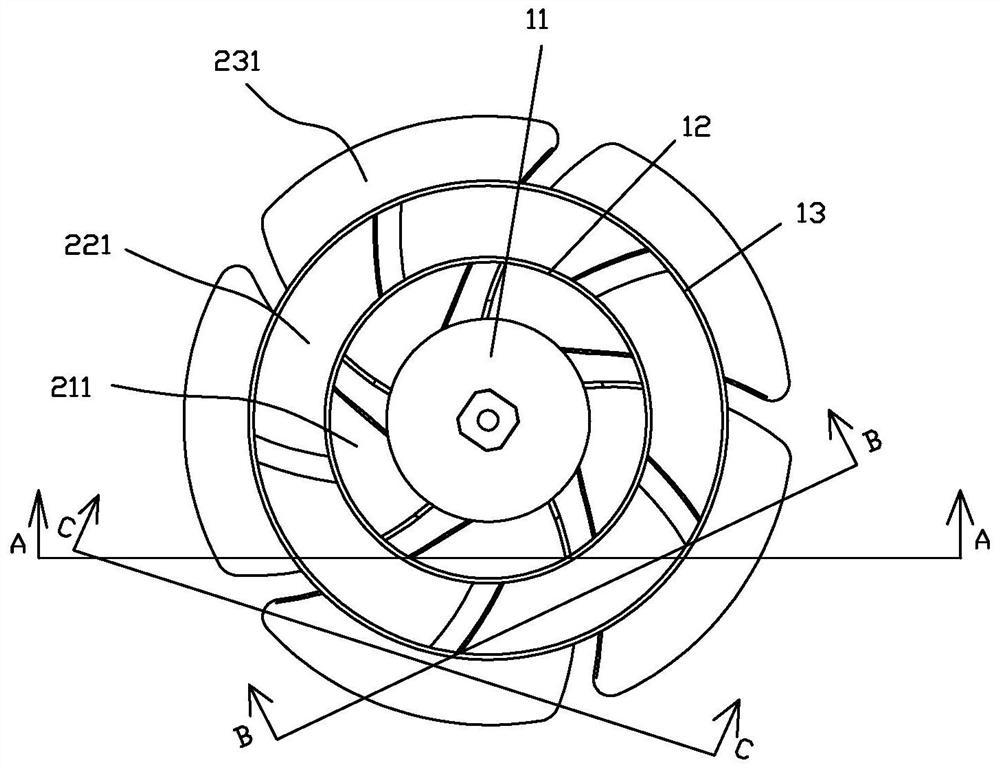 Three-layer fan blade and air circulation fan