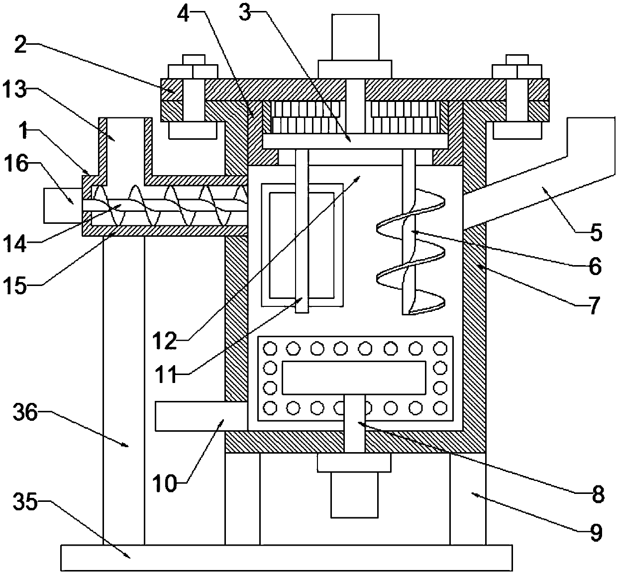 Stirring and mixing device for chemical fertilizer for crops