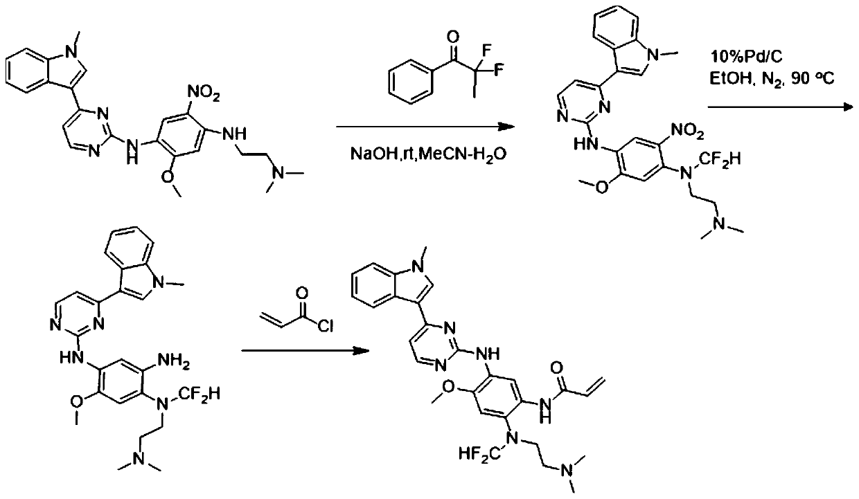 Fluorine-containing AZD9291 derivative as well as preparation method and application thereof