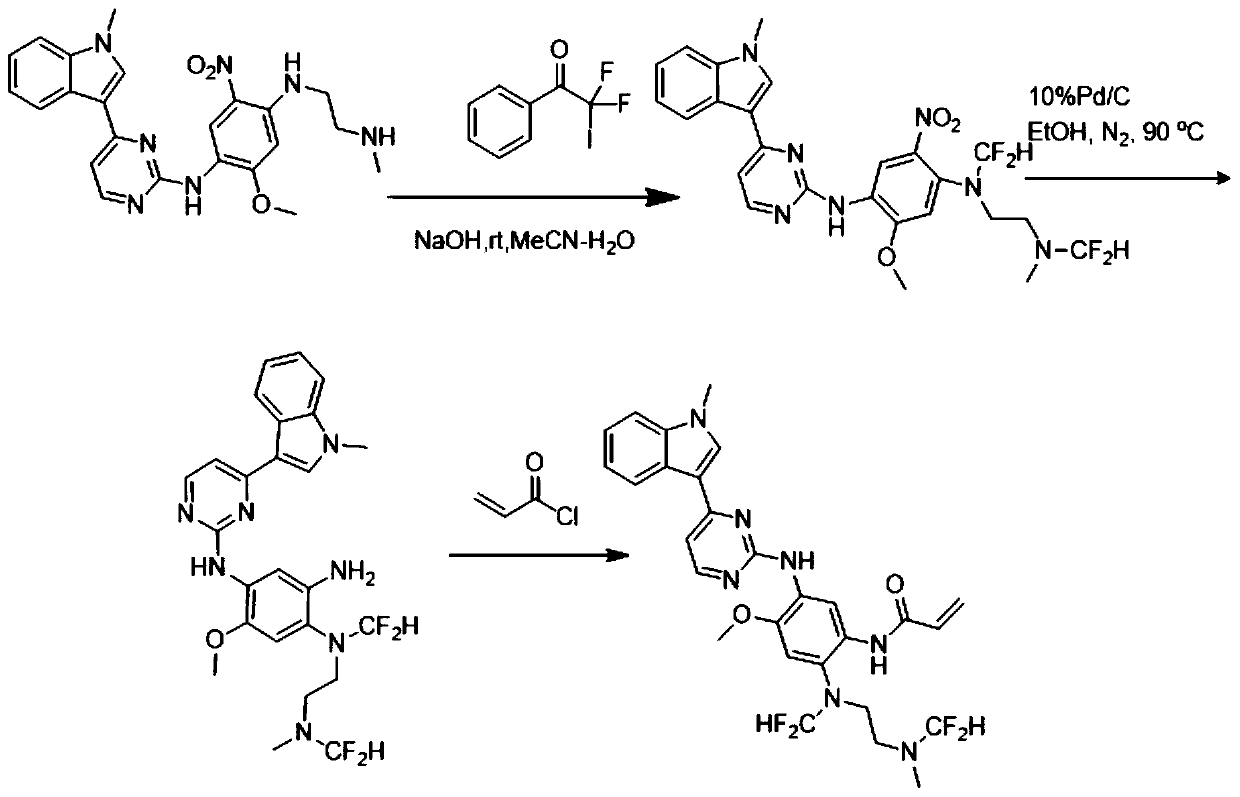 Fluorine-containing AZD9291 derivative as well as preparation method and application thereof