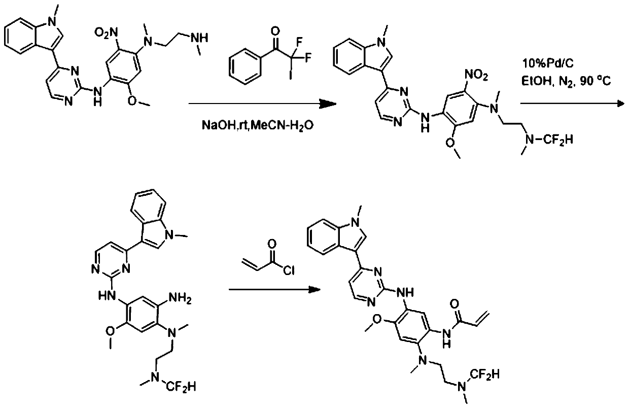 Fluorine-containing AZD9291 derivative as well as preparation method and application thereof