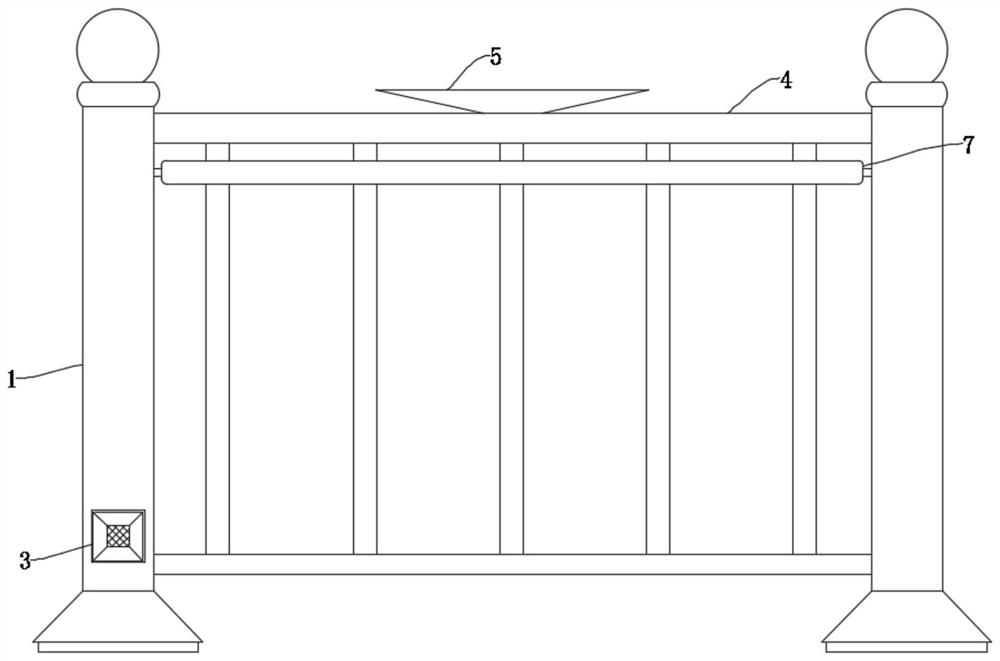 Urban road guardrail with self-cleaning function