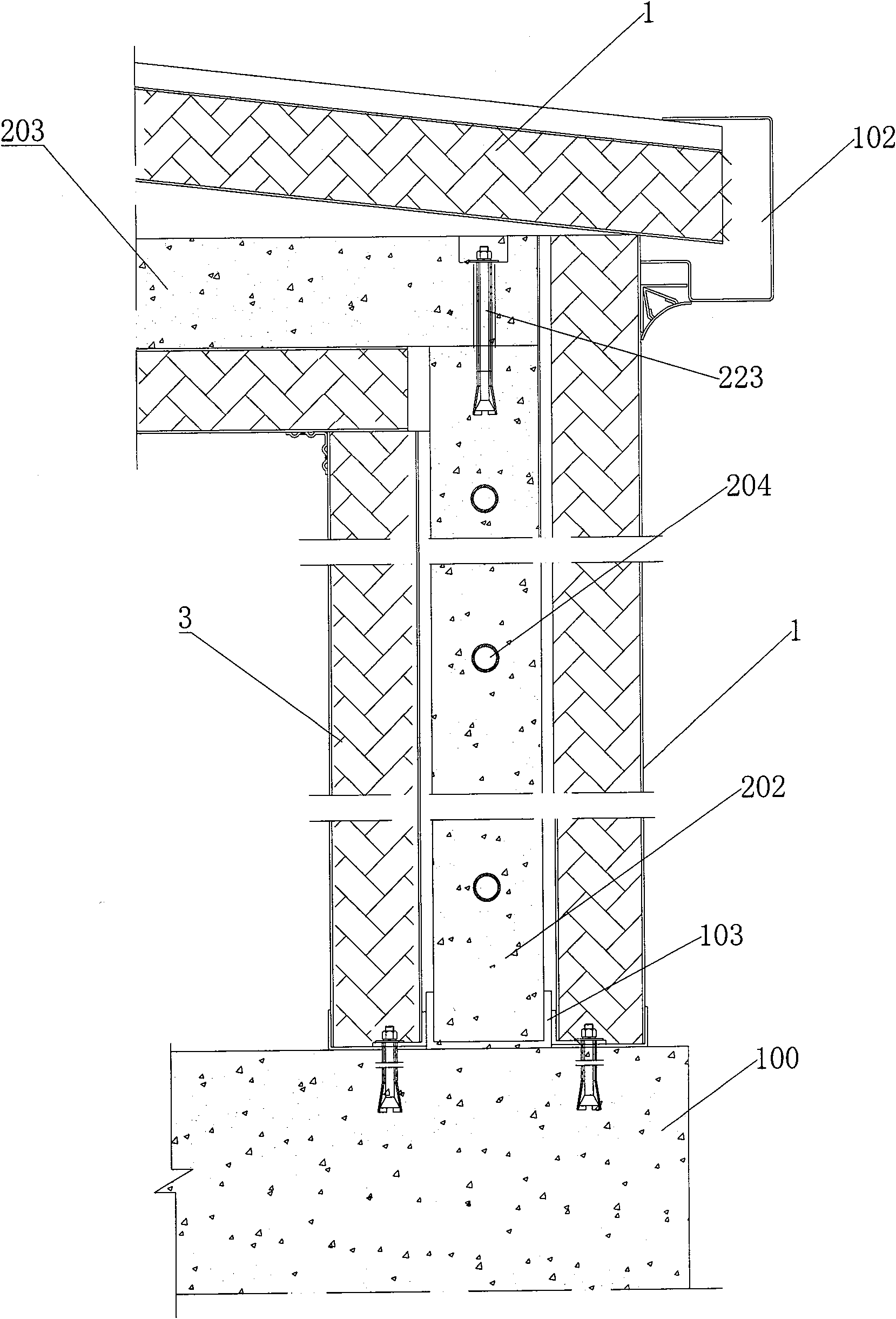 Anti-theft communication machine room with spliced concrete interlayer