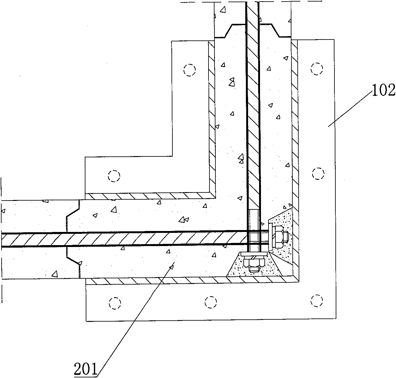 Anti-theft communication machine room with spliced concrete interlayer