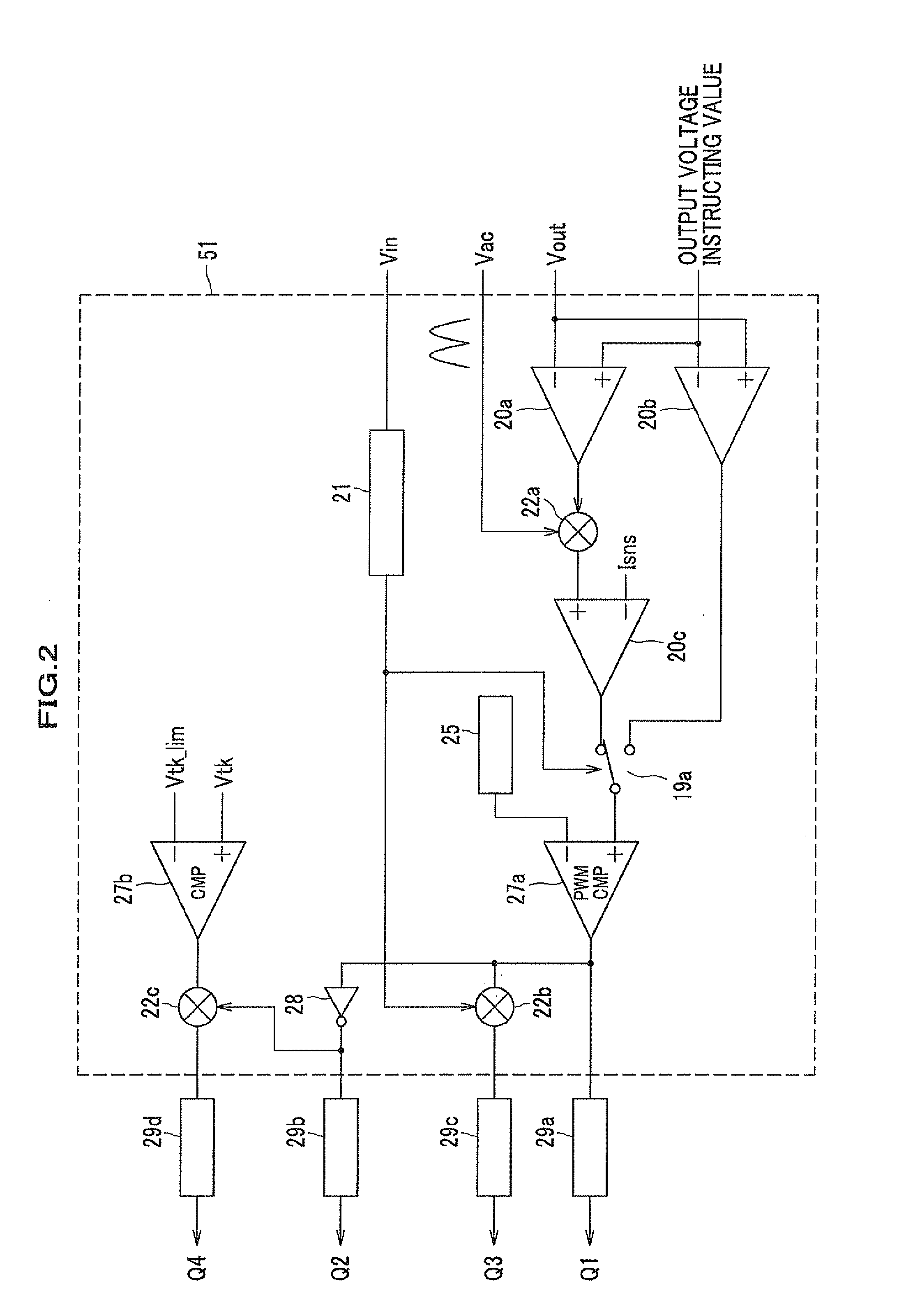 Switching power supply and display device provided with same