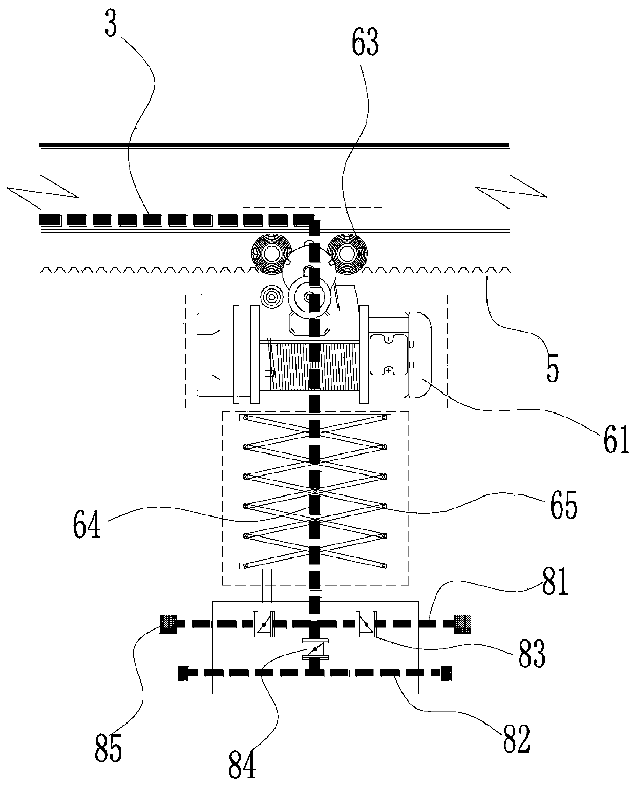 Track type automatic flushing device for deep tunnel