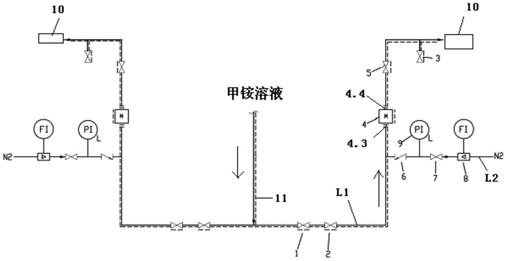 Protection device for measuring pipe lining membrane by electromagnetic flow meter in pipeline with steam adjoining pipe