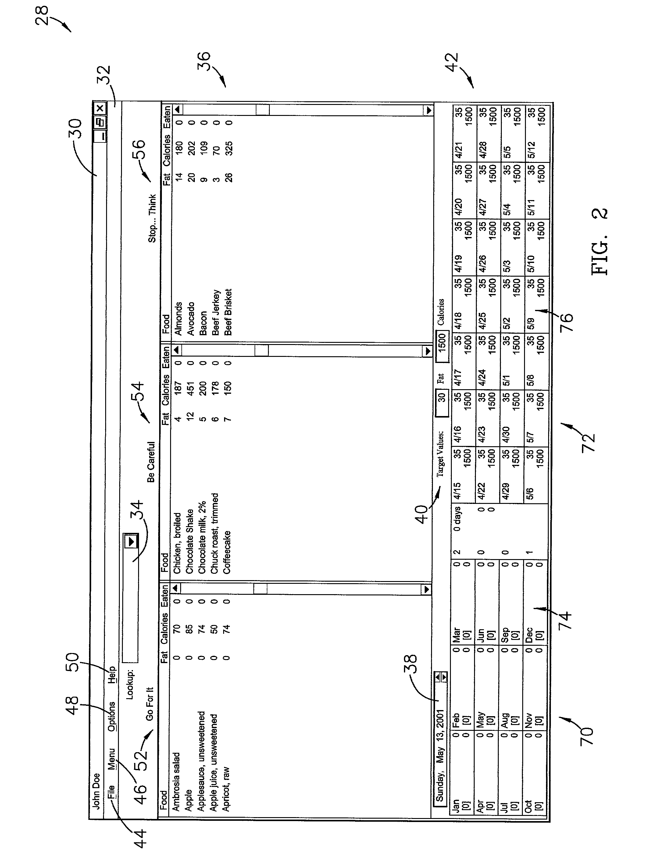 Computer program, method, and system for monitoring nutrition content of consumables and for facilitating menu planning