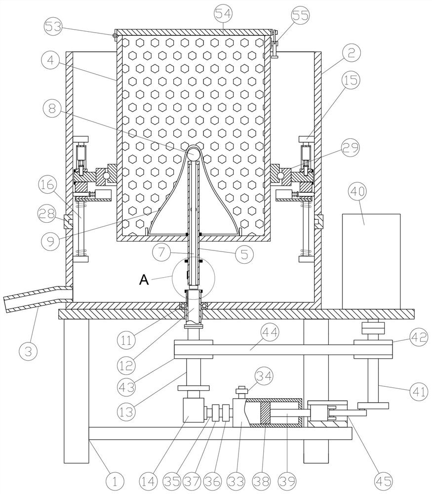 Shii-take spin-drying device during production process of bottled shii-take sauce