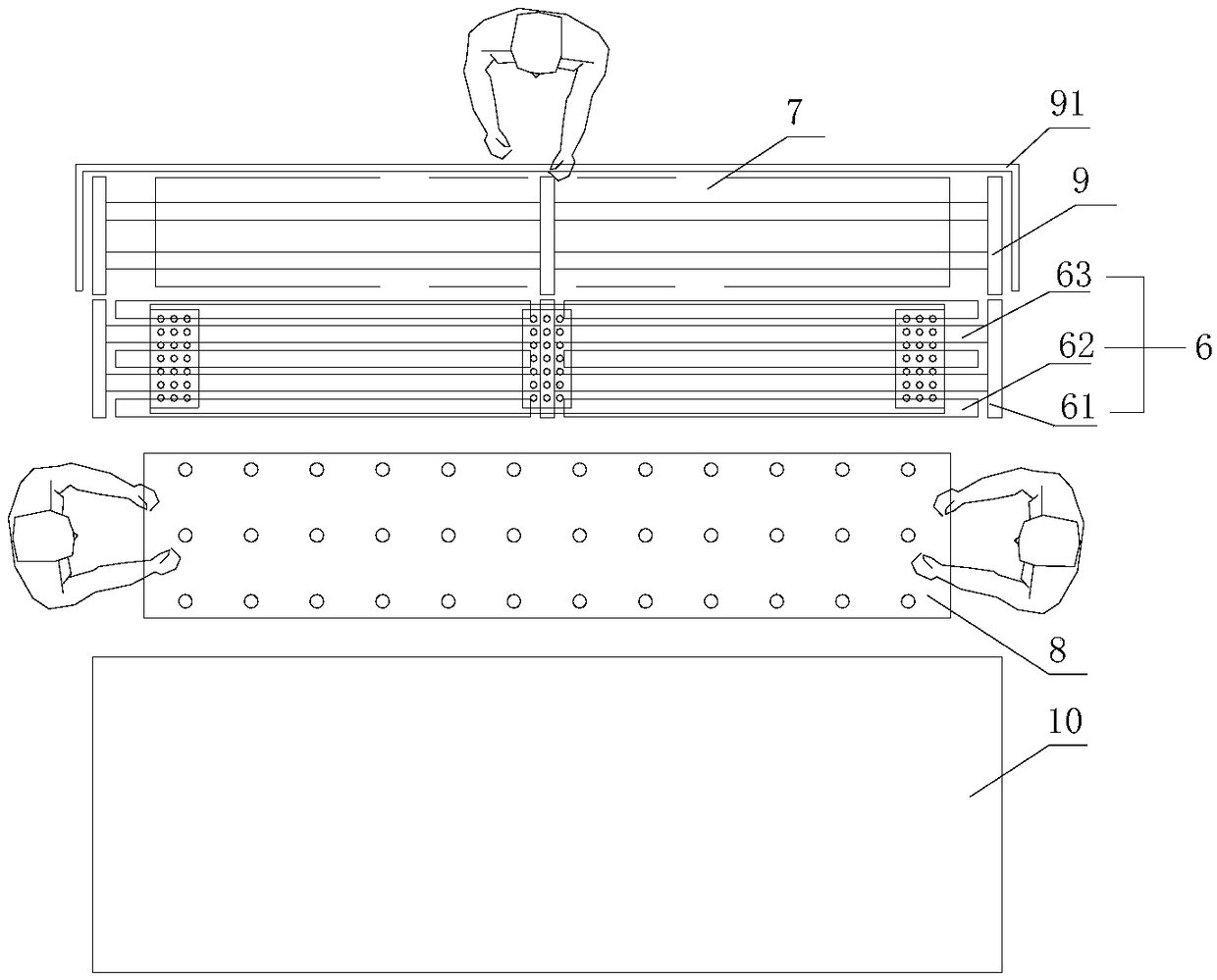 Grabbing device on production line and production line of flexible assemblies