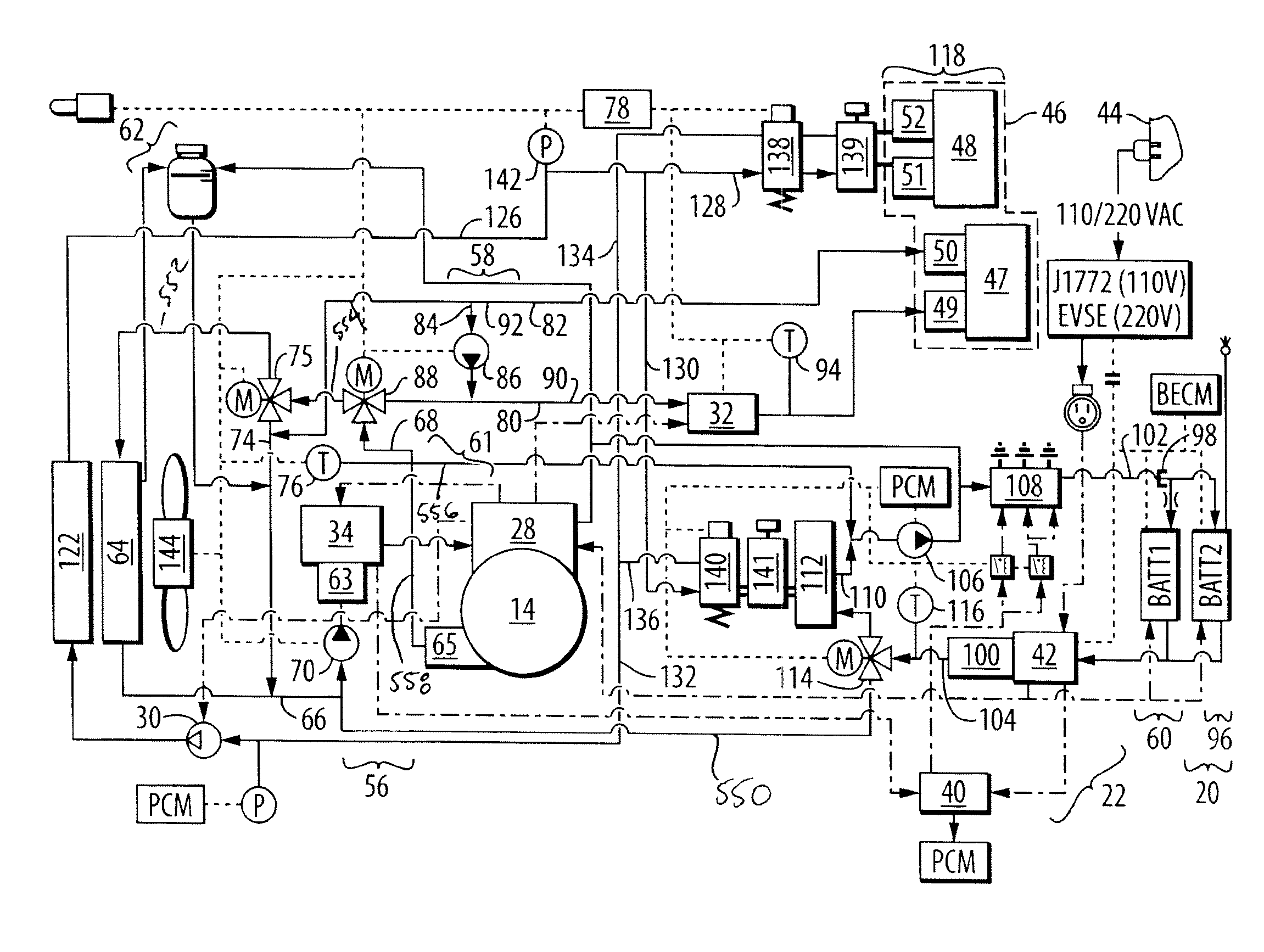 Vehicle with traction motor with preemptive cooling of motor fluid circuit prior to cooling of battery fluid circuit