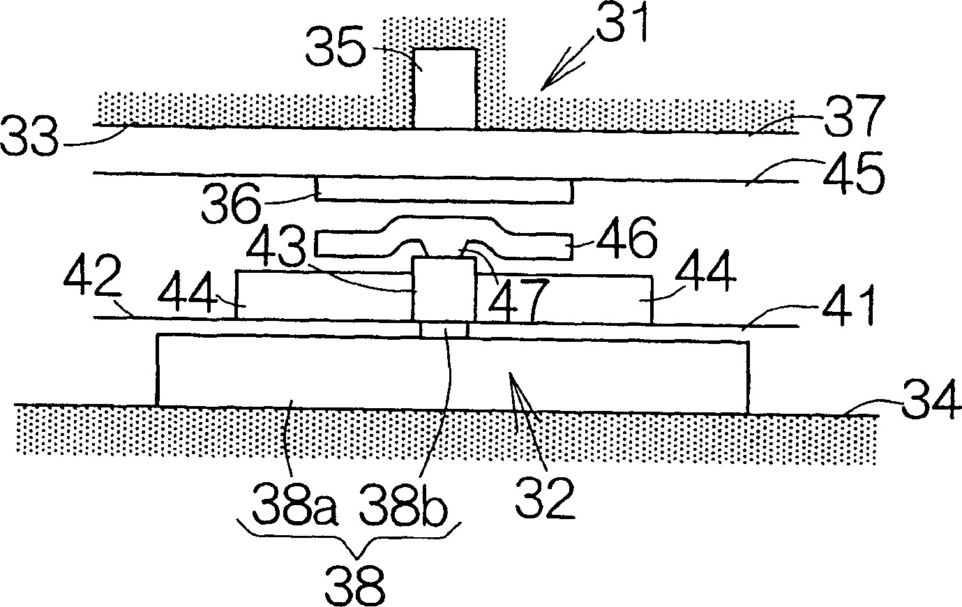 Magnetic resistance megnetic head current upright on plane structure