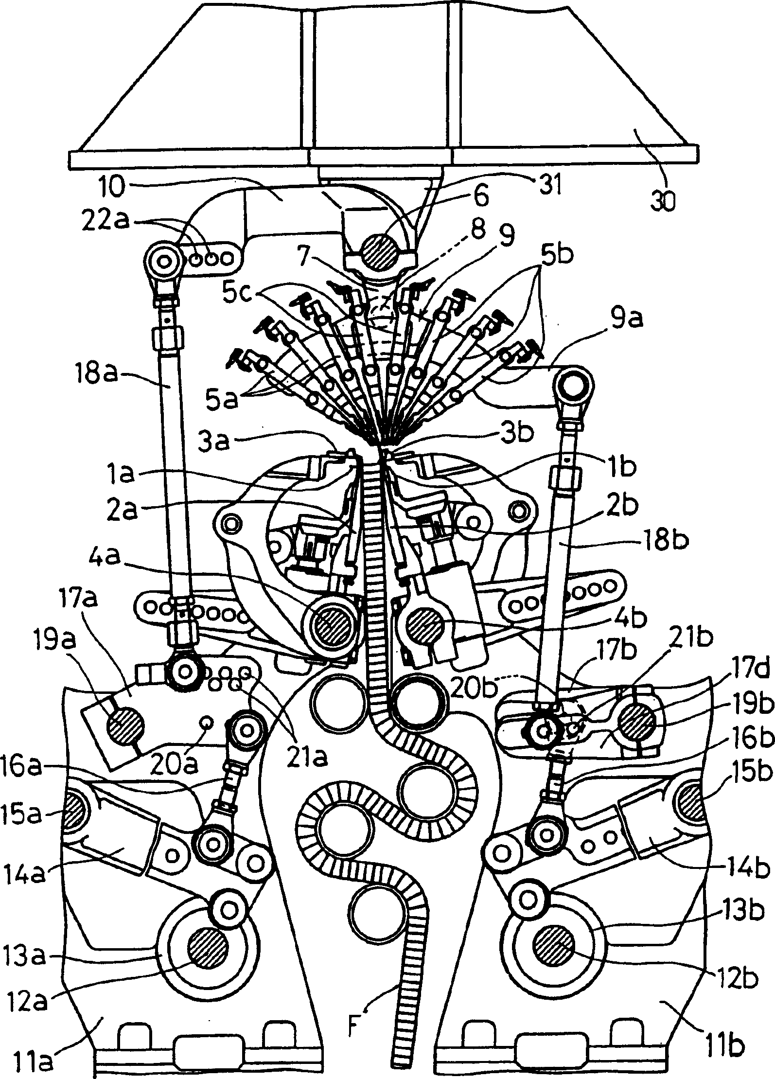 Guide reed swing position adjusting device of double raschel machine