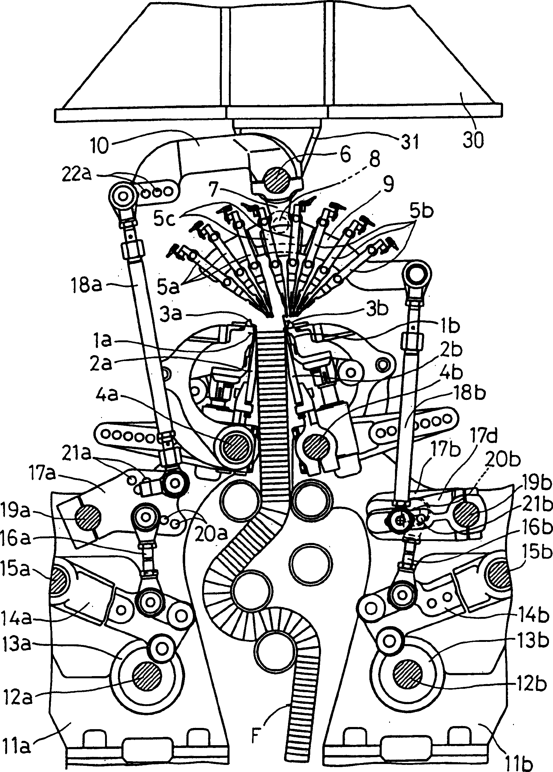 Guide reed swing position adjusting device of double raschel machine