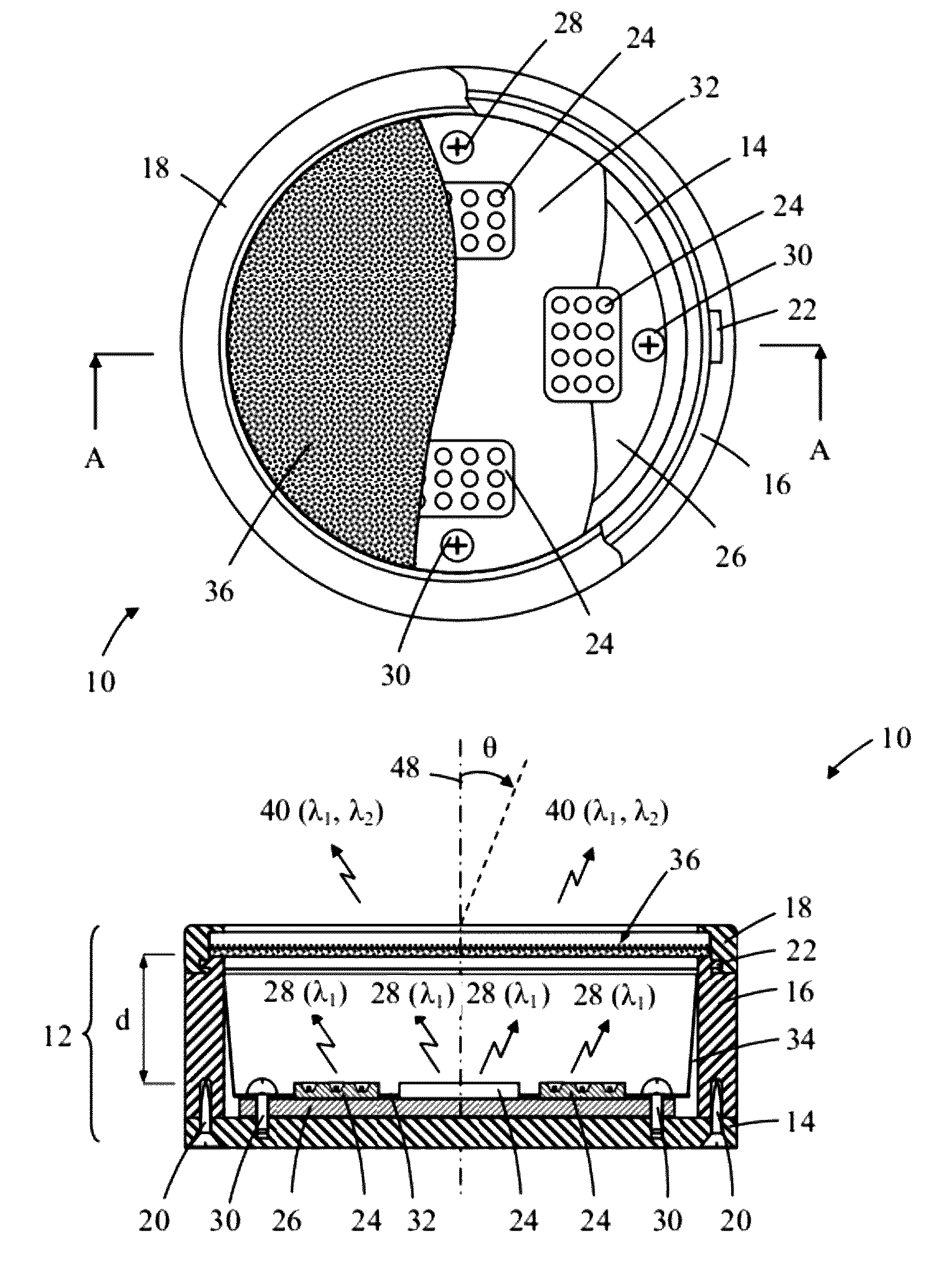 Wavelength conversion component with scattering particles