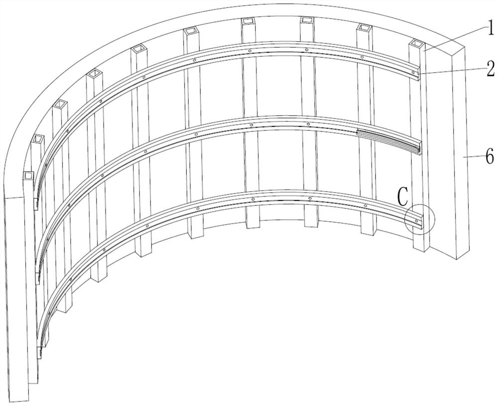 Lightweight modeling design structure of metal wallboard of arc-shaped curtain wall