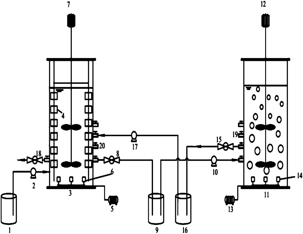 Device and method for improving A2NSBR two-sludge denitrification denitriding and phosphorus removal process on basis of DEAMOX technology