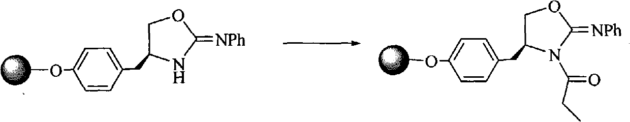 Linear polystyrene-supported (4S)-oxazolidine-2-benzimine as well as preparation method and application thereof