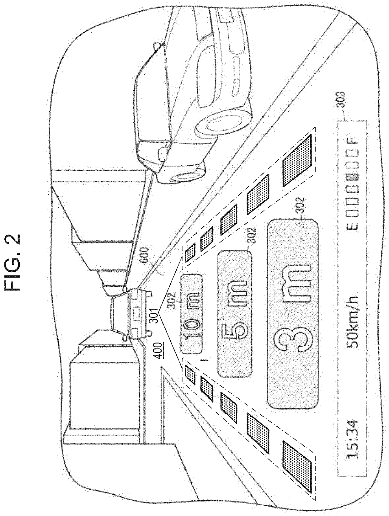 Display device, method for controlling display device, program, recording medium, and moving body equipped with display device