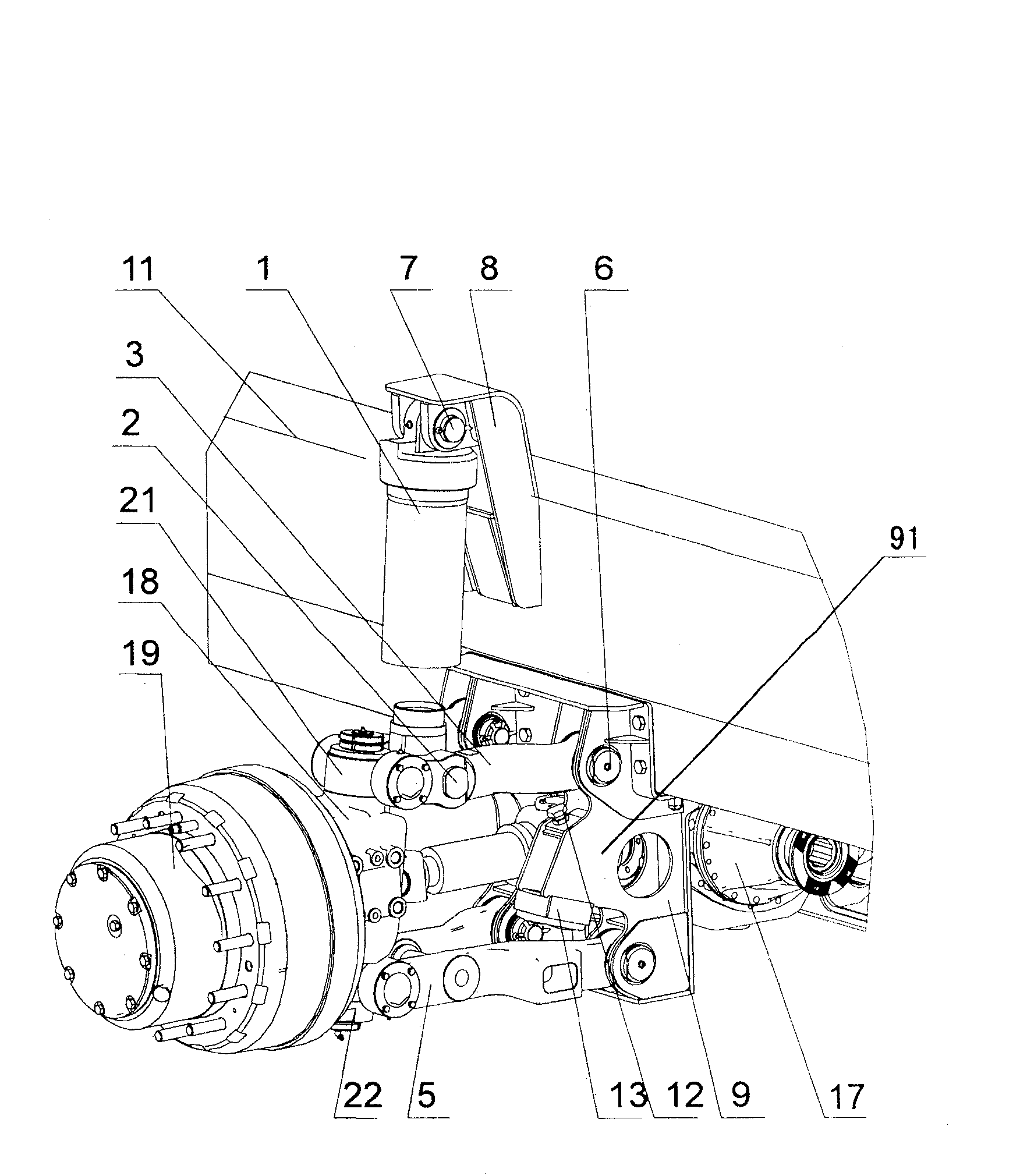 Hydro-pneumatic spring independent suspension and heavy-duty car adopting the suspension frame