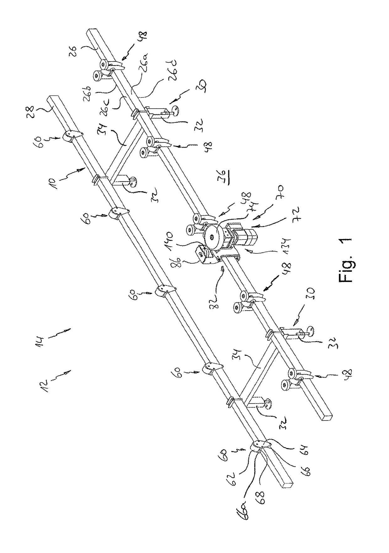 Conveyor device for transporation structures