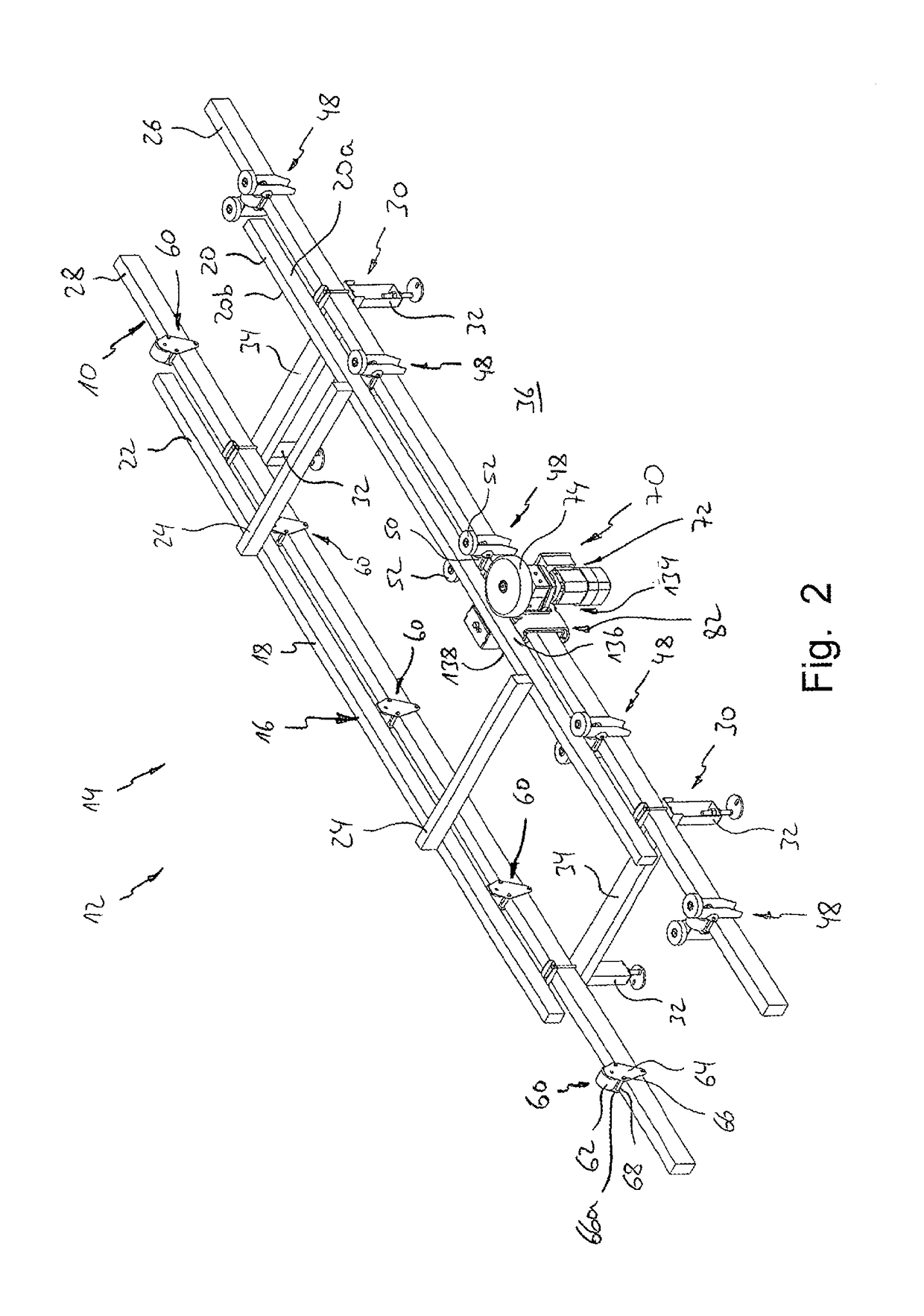 Conveyor device for transporation structures