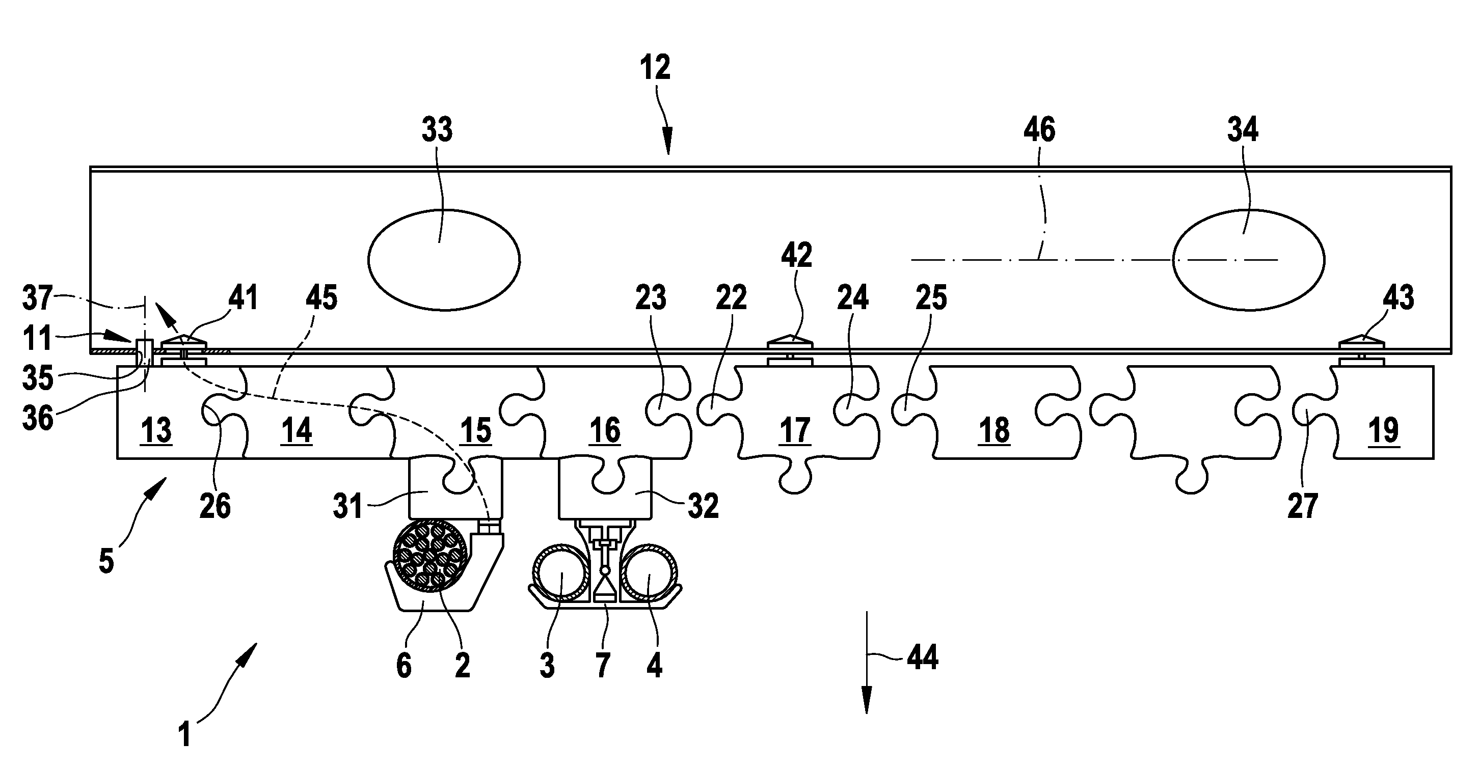 Device for supporting systems