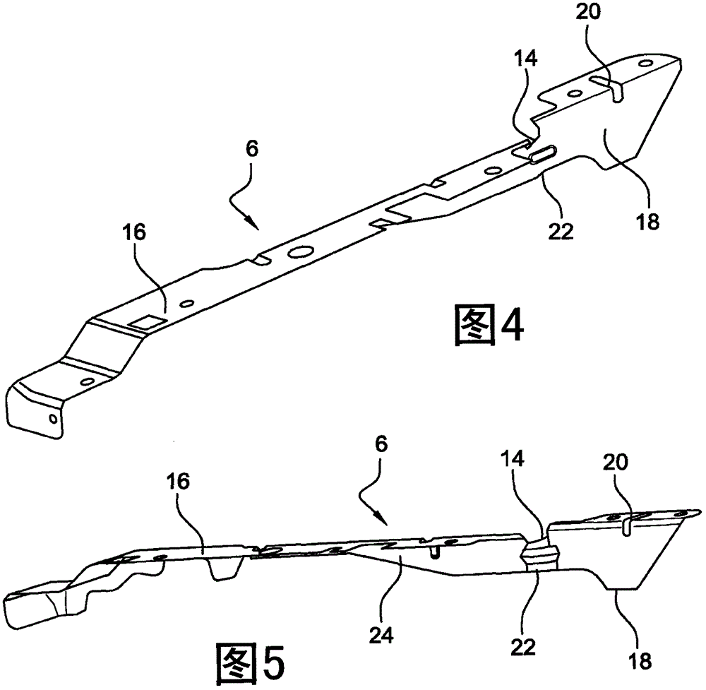 Vehicle structure comprising wing support with controlled deformation in the event of an impact