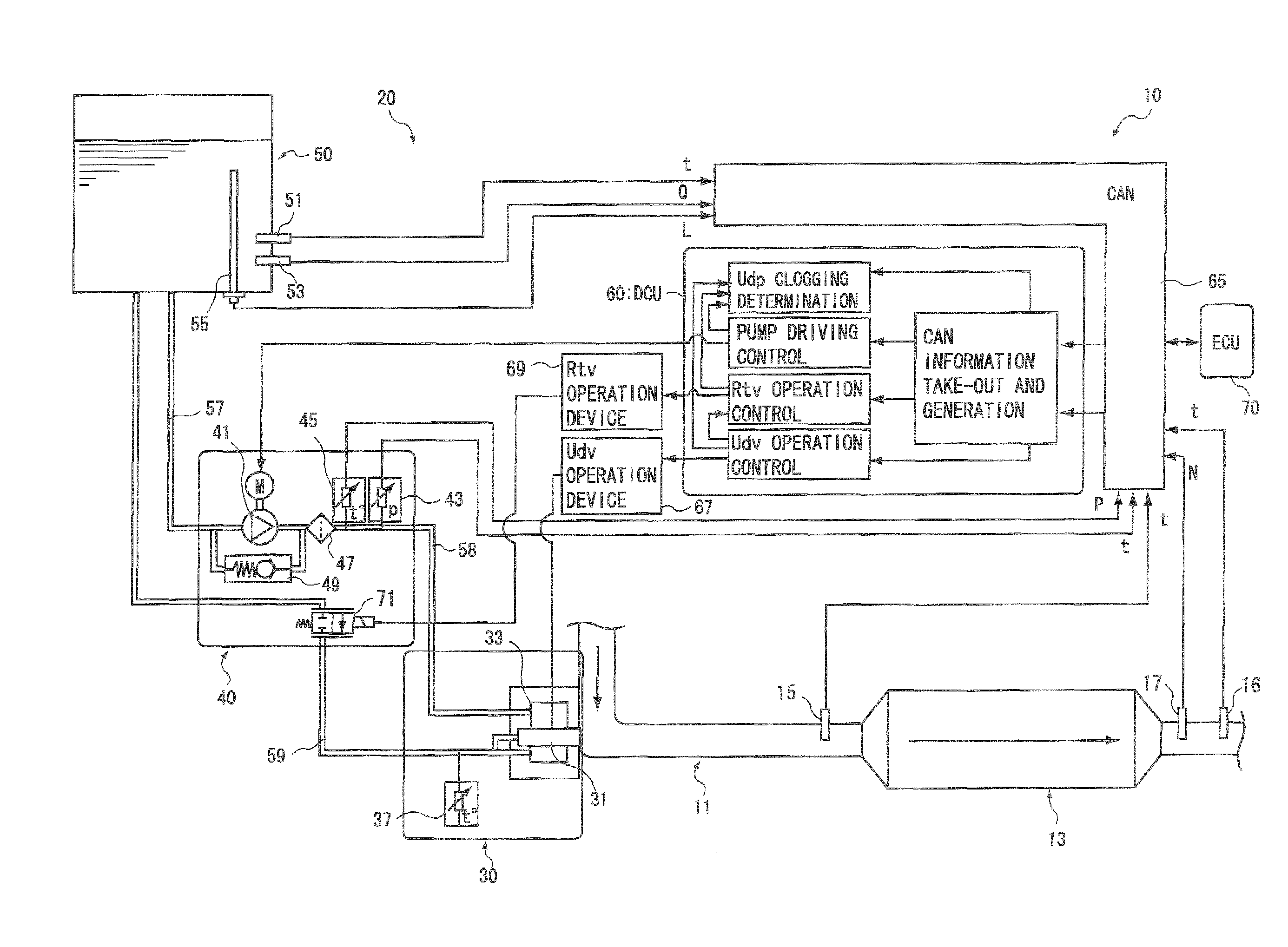 Clogging determining device for reducing agent passage and clogging determining method for reducing agent passage