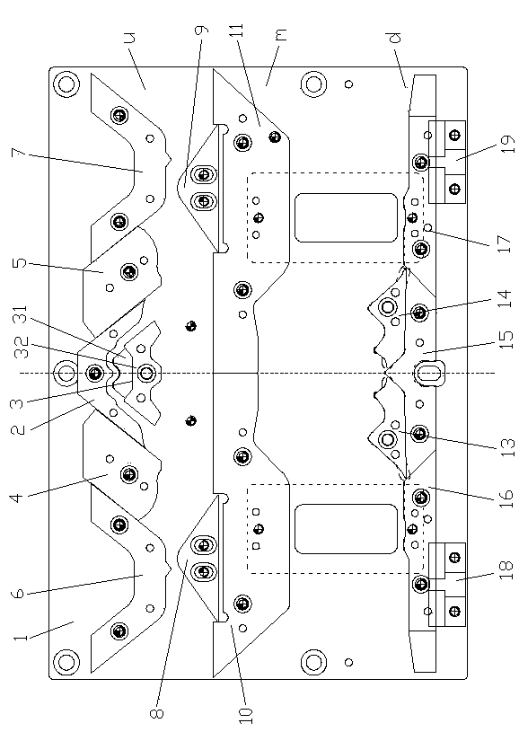 Bottom plate with controllable homing structure for computerized knitting-weaving machine