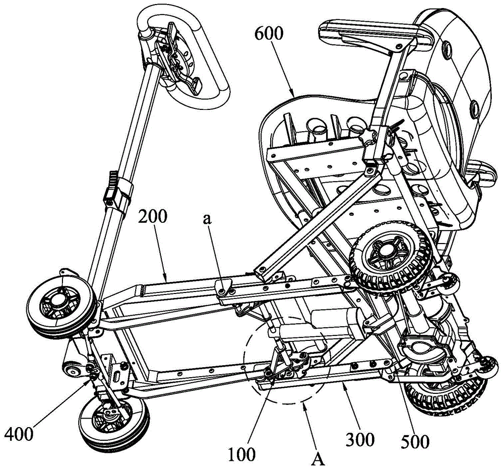 Folding drive structure of folding bicycle