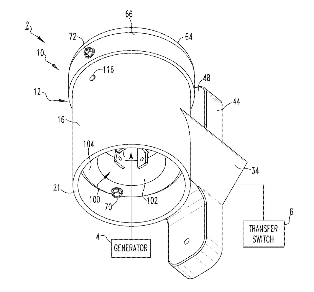 Electrical system, and power inlet apparatus and electrical receptacle assembly therefor