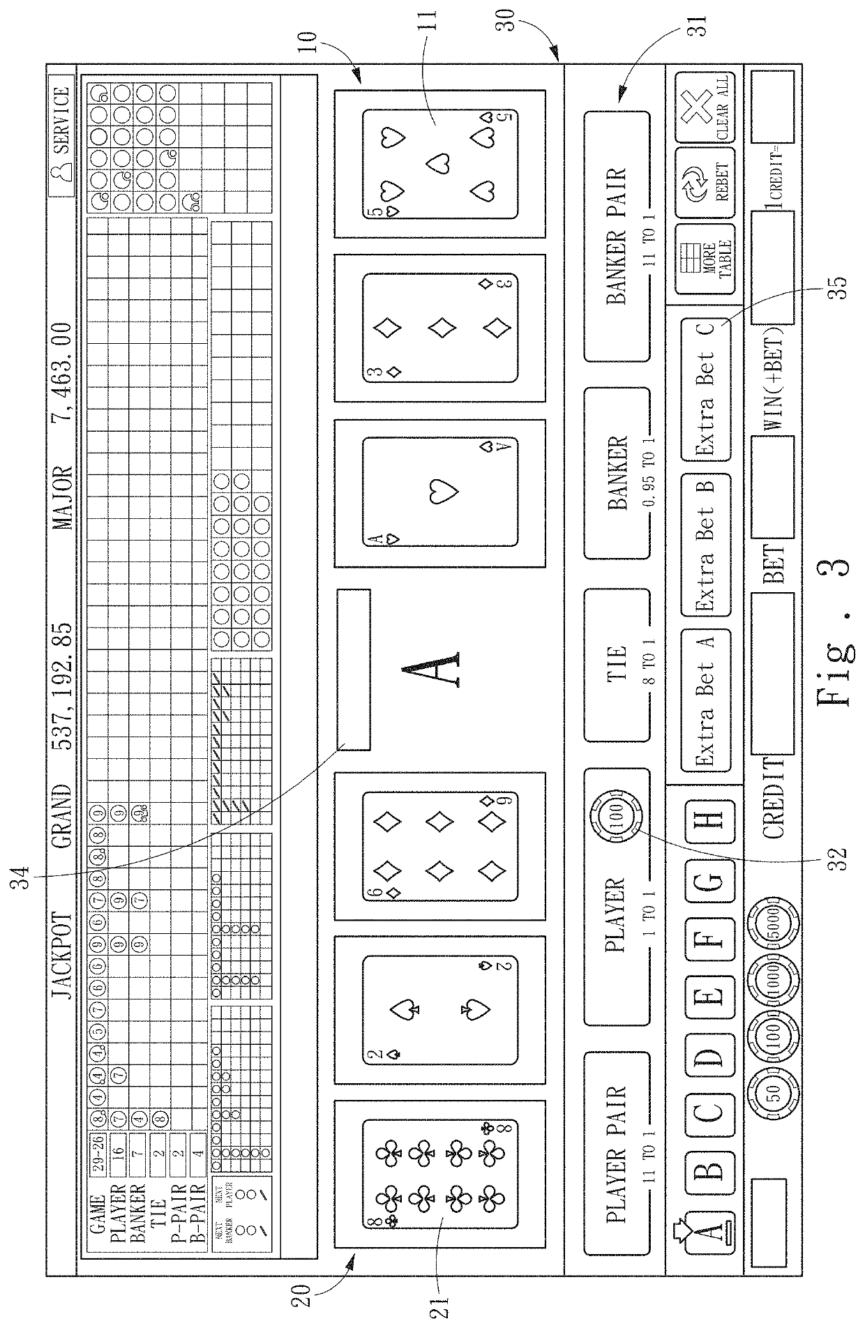 System providing gaming of higher payout odds under baccarat rules