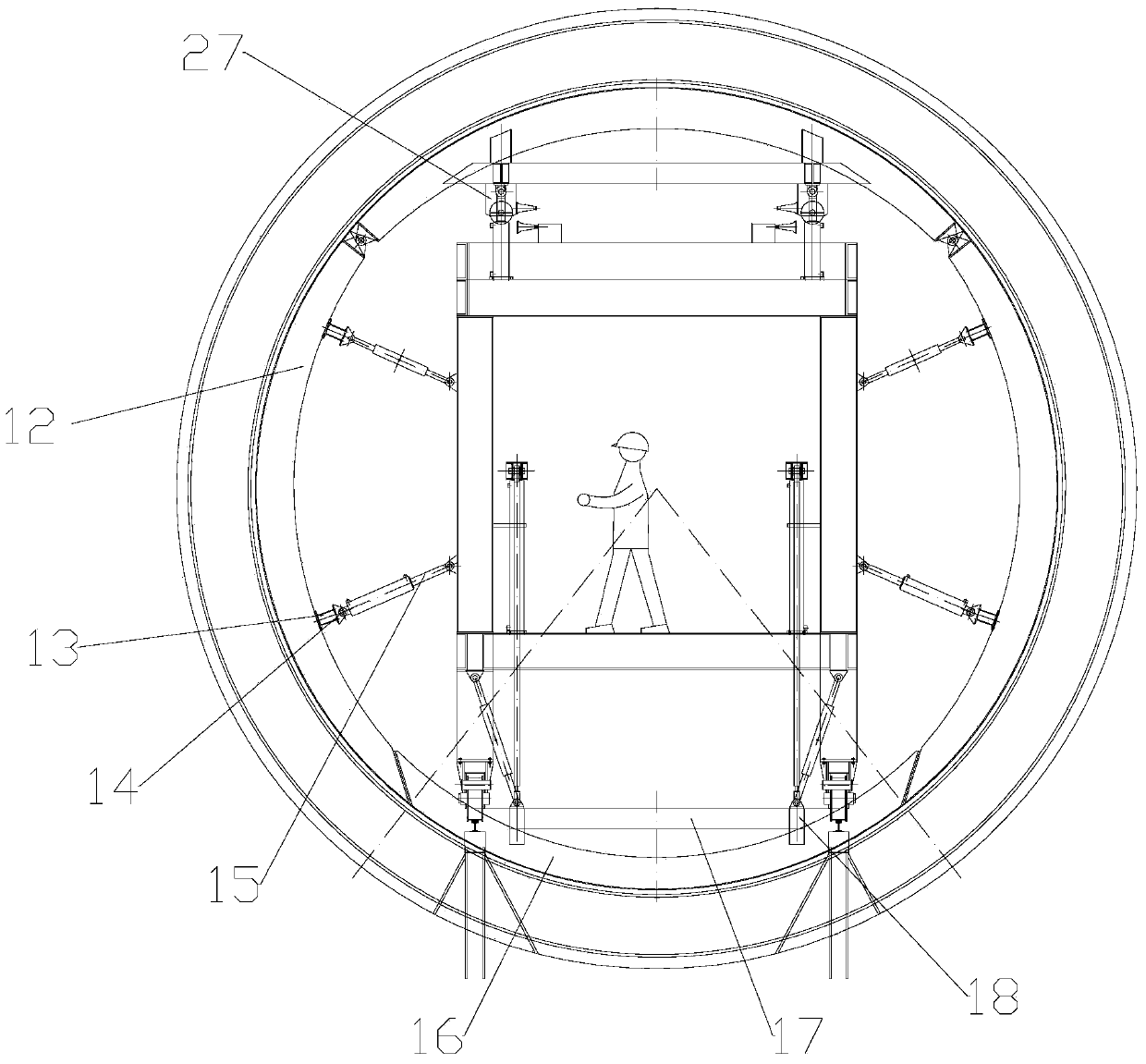 Hydraulic self-moving steel mould trolley and construction method thereof