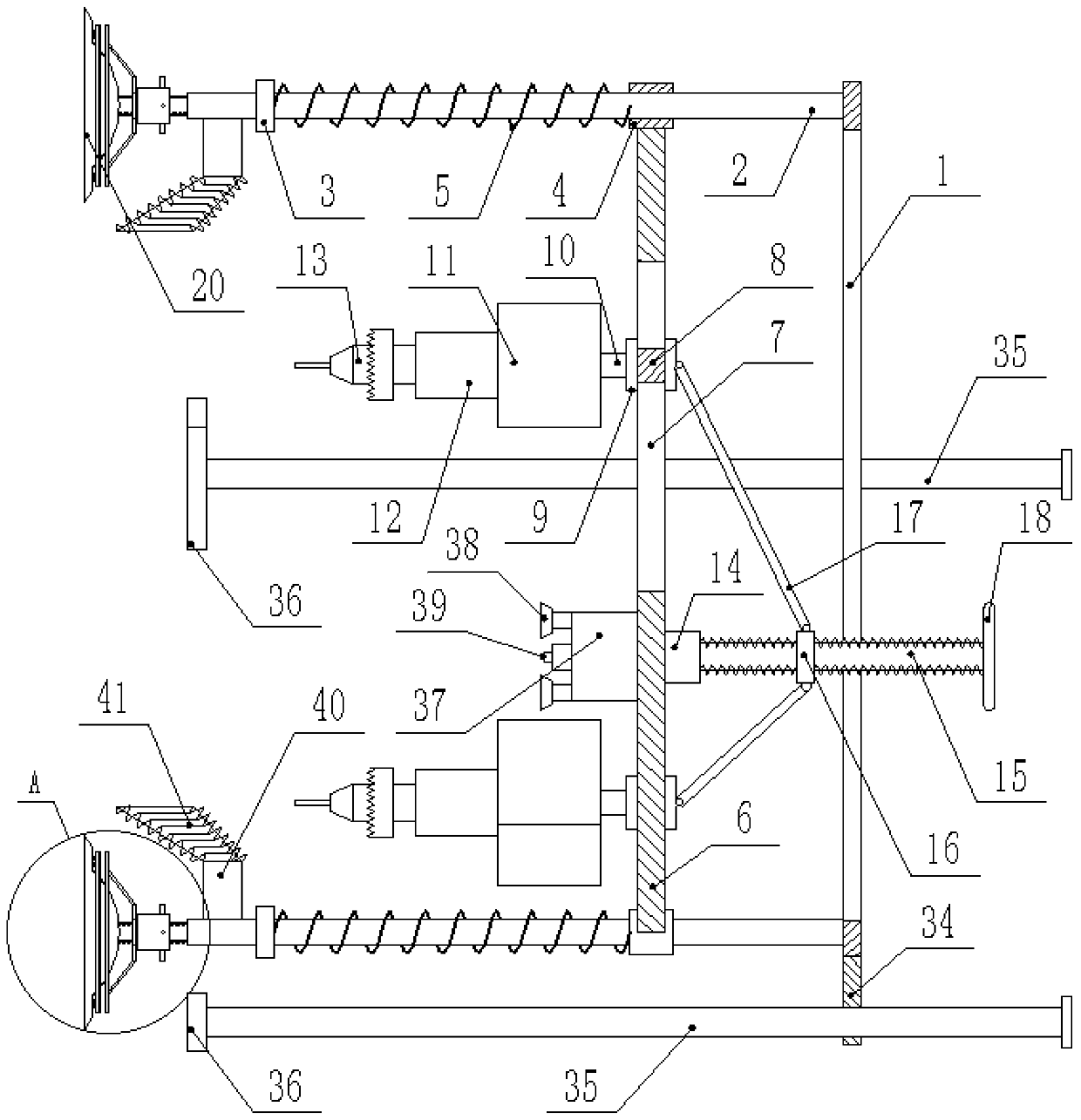 A portable three-hole drilling machine