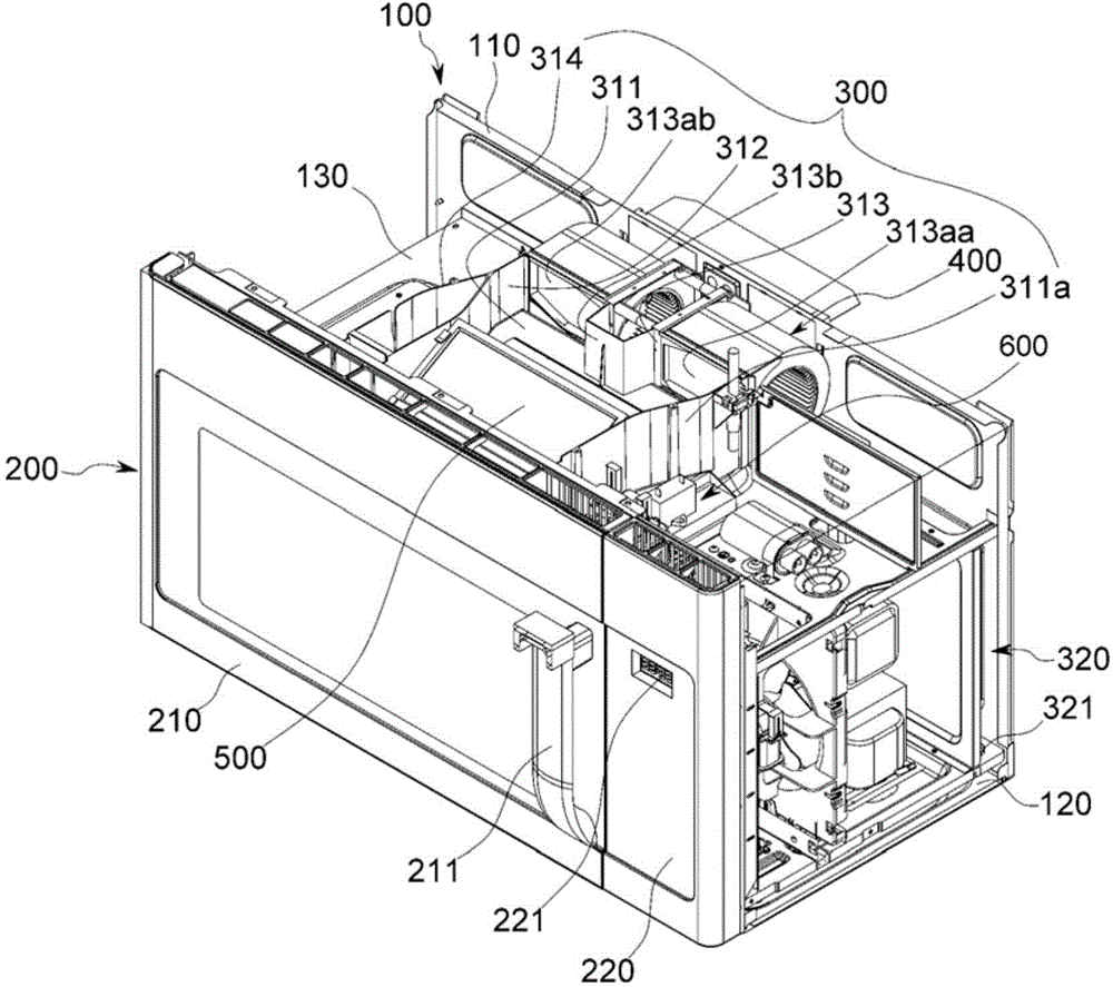 Over-the-range microwave oven with an integrated duct