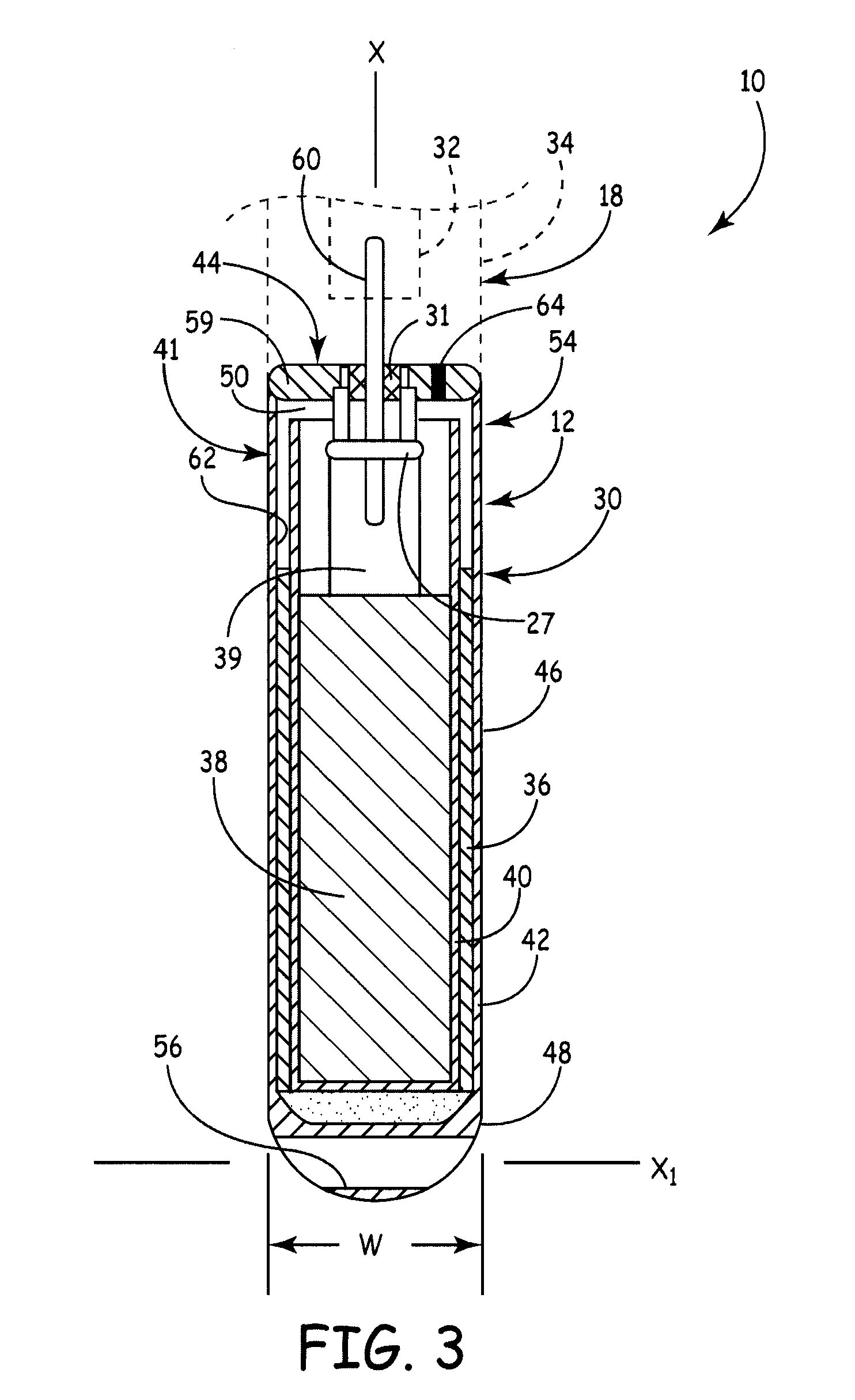 Elongate battery for implantable medical device