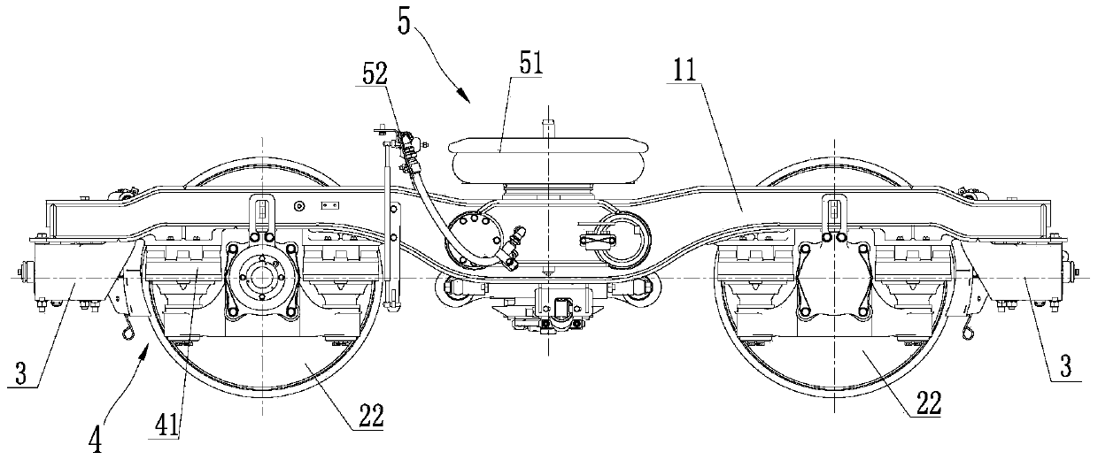 Non-powered bogie for meter-gauge track