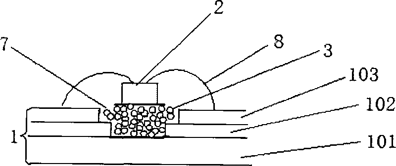 Packaging module of low-power light emitting diode (LED) luminescent chip