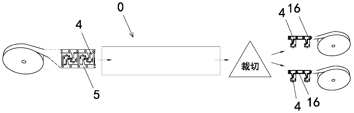 Continuous material belt type metal piece efficient cutting mechanism